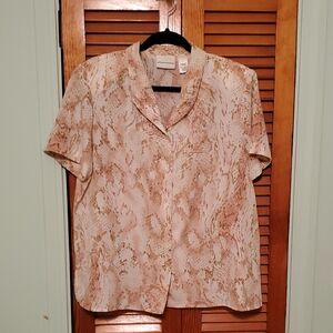 Alfred Dunner Beige Snake Print Top